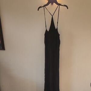 Long Black Dress With Elastic Waist For Easy Size And Comfort.
